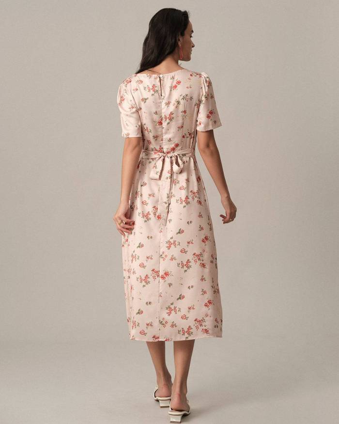 The Floral Tie Strap Cutout Midi Dress