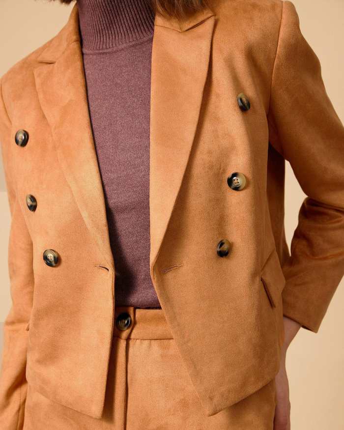 The Collared Buttons Suede Blazer