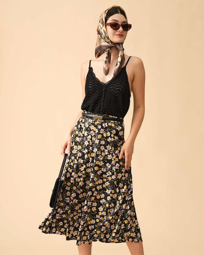 The High Waisted Floral Vintage Skirt