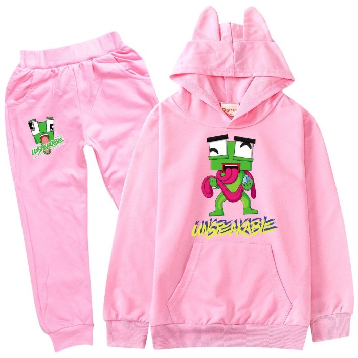 Minecraft Frog Tongue Print Girls Boys Cotton Hoodie Pants Sport Suit