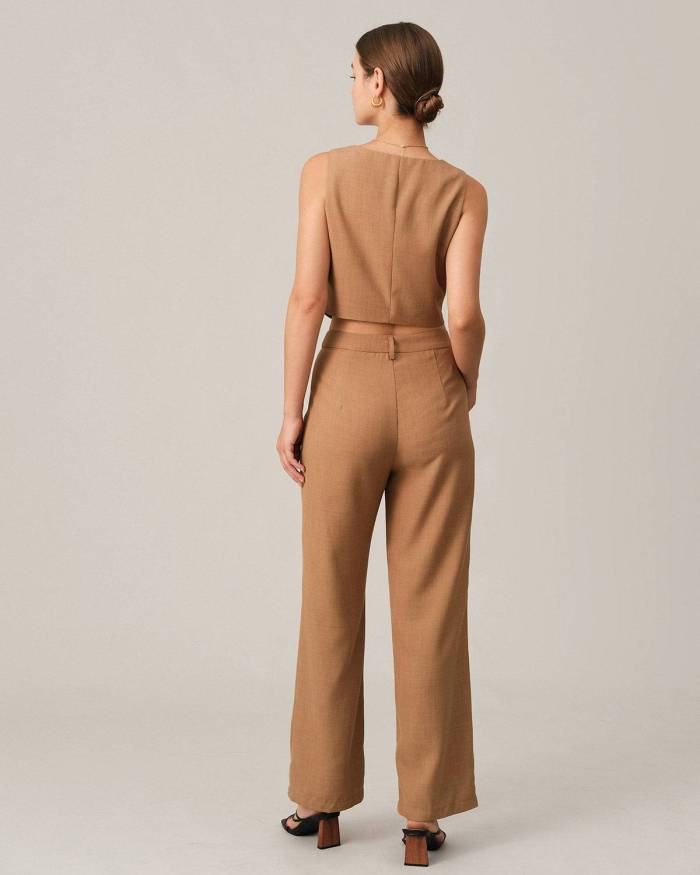 The Solid Pleated High-Waisted Pants