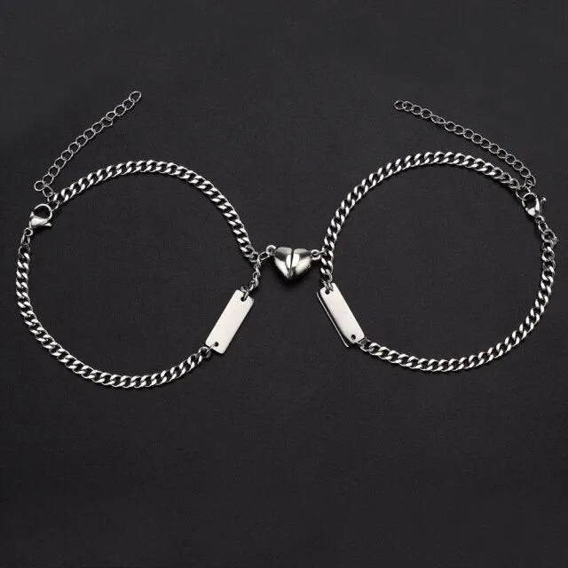 Custom Engraved Names Magnetic Bracelets For Couples Bffs