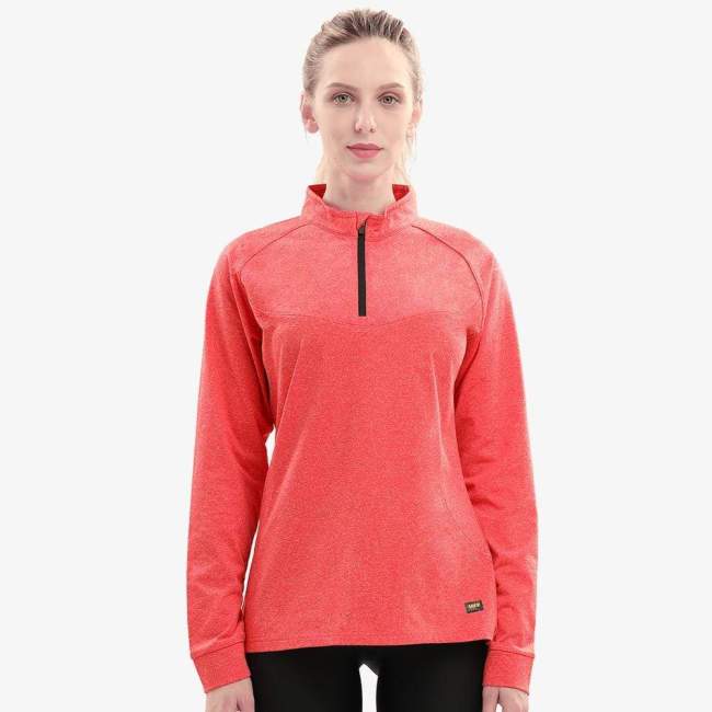 Women Quarter Zip Pullover Fleece Lined Workout Running Shirts