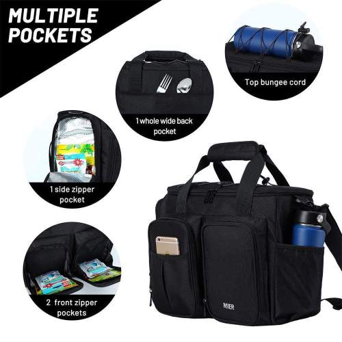 Large Insulated Lunch Cooler Bag With Multiple Pockets