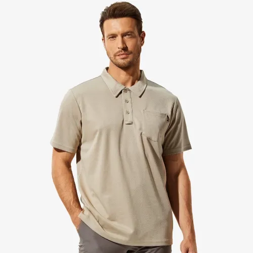 Men Quick Dry Polo Shirts Golf Collared Shirt With Chest Pocket