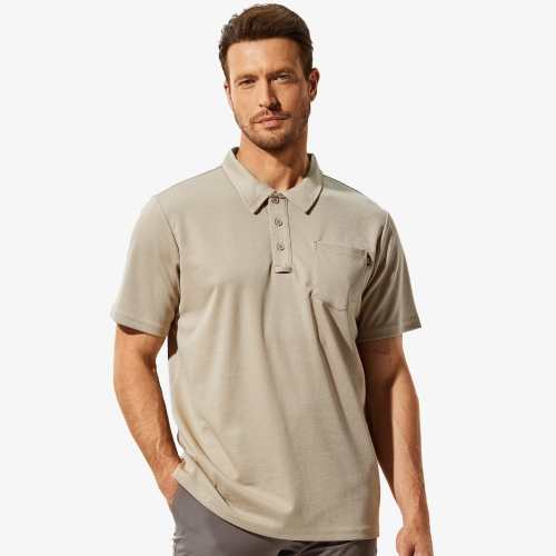 Men Quick Dry Polo Shirts Golf Collared Shirt With Chest Pocket