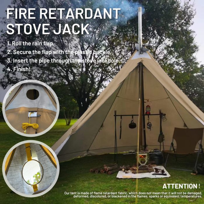 Teepee Tent 4-6 Person  Tents With Stove Jack 4 Season