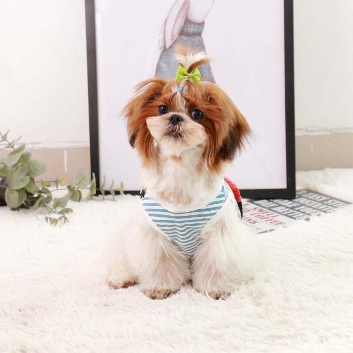 Pet Striped Vest Shirt With Cute Bag For Cats And Puppy