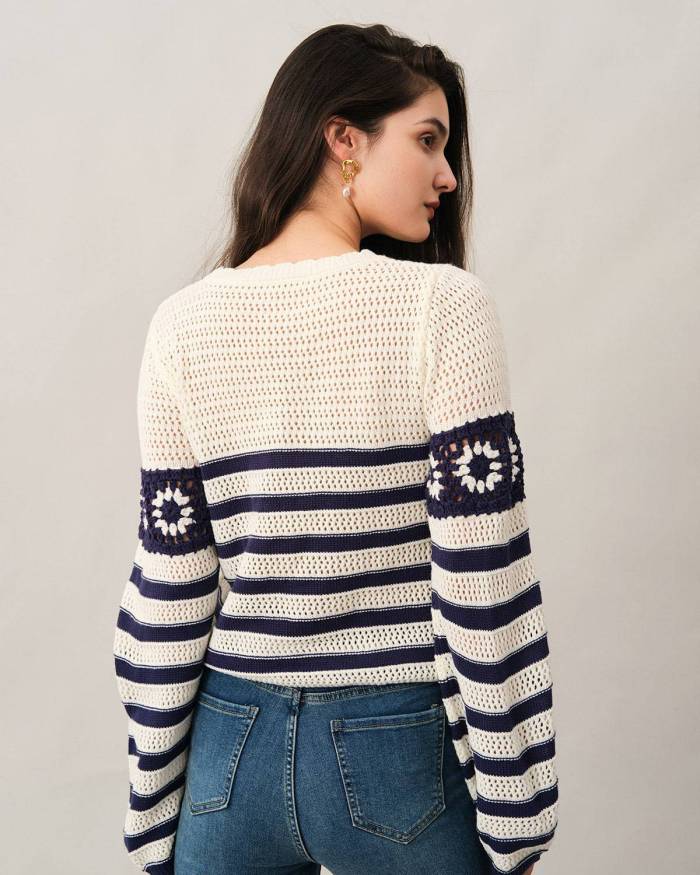 The Crochet Floral Stripe Sweater
