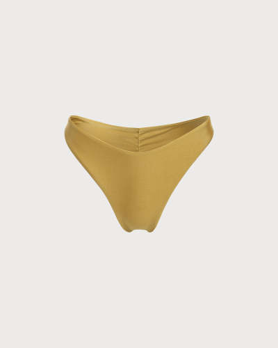 The Yellow Ruched Low Waist Bikini Bottom