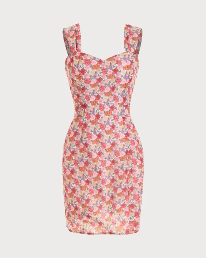 The Floral Strap Tie Smocked Mini Dress