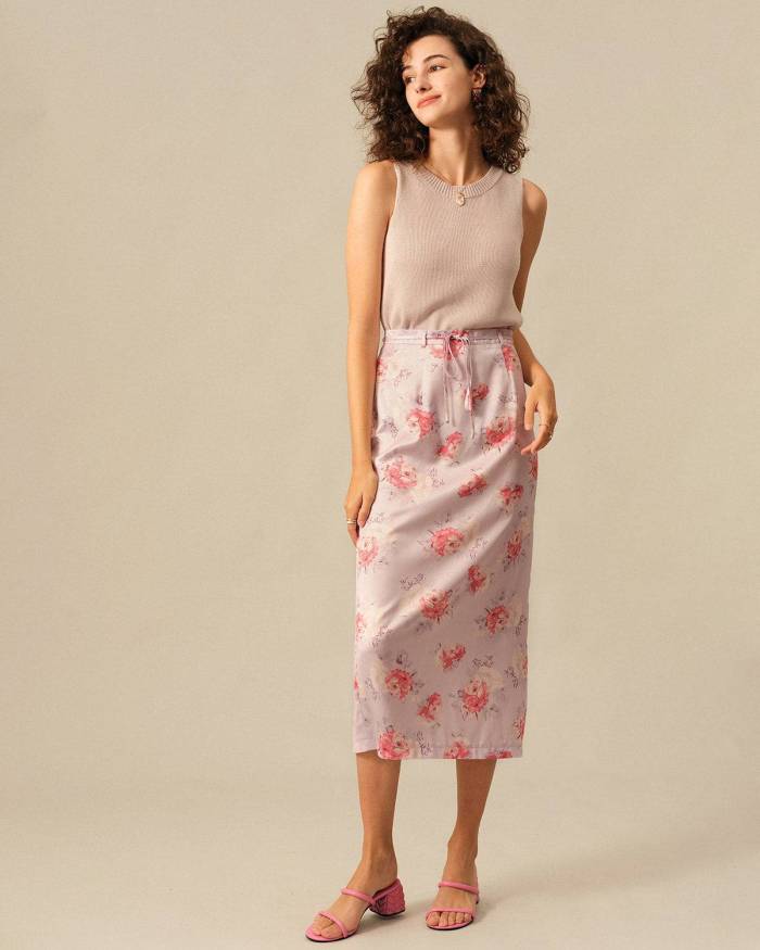 The High Waisted Tie Floral Skirt