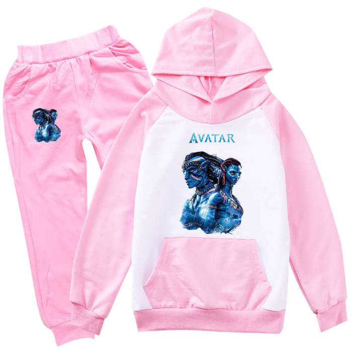 Boys Girls Avatar 2 Print Hoodie With Pocket And Jogger 2 Sets