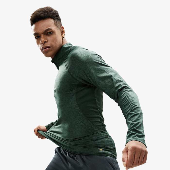 Men Quarter-Zip Pullover Dry Fit Running Shirt With Pocket