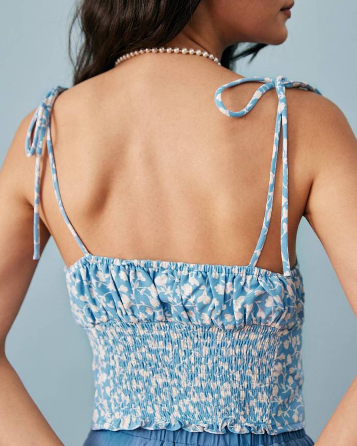 The Tie Strap Ruched Cami Top