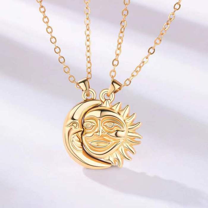 Sun Moon Couple Necklace Pair Of Magnet Men And Women Simple Personality Gift