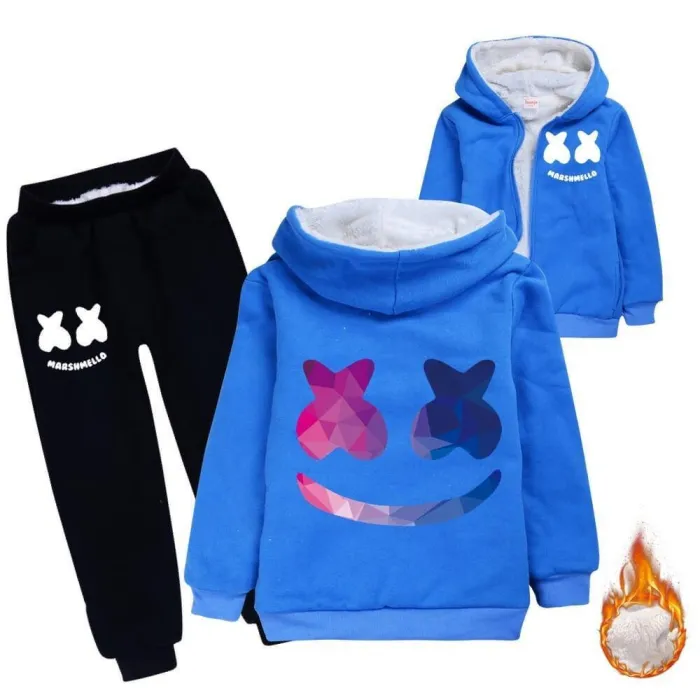 Diamond Dj Marshmello Girls Boys Fleece Lined Hoodie N Sweatpants Suit