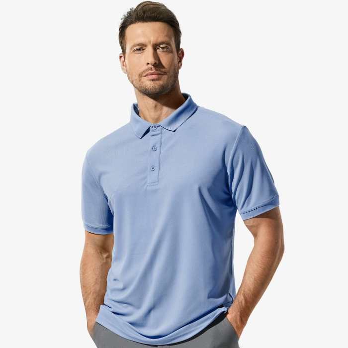 Men Golf Polo Shirts Regular-Fit Fashion Casual Collared T-Shirts