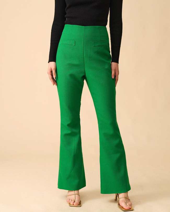 The Solid High-Waisted Flare Pants