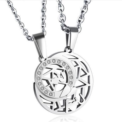 Sun&Moon Matching  I Love U  Necklaces For Bff Couples