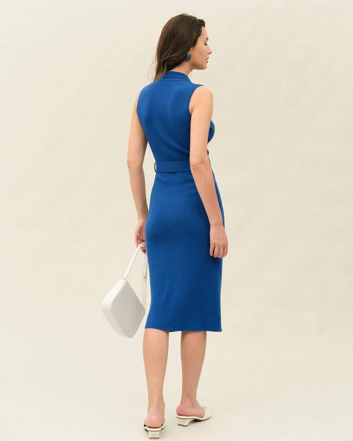 The Ribbed Lapel Bodycon Knit Dress
