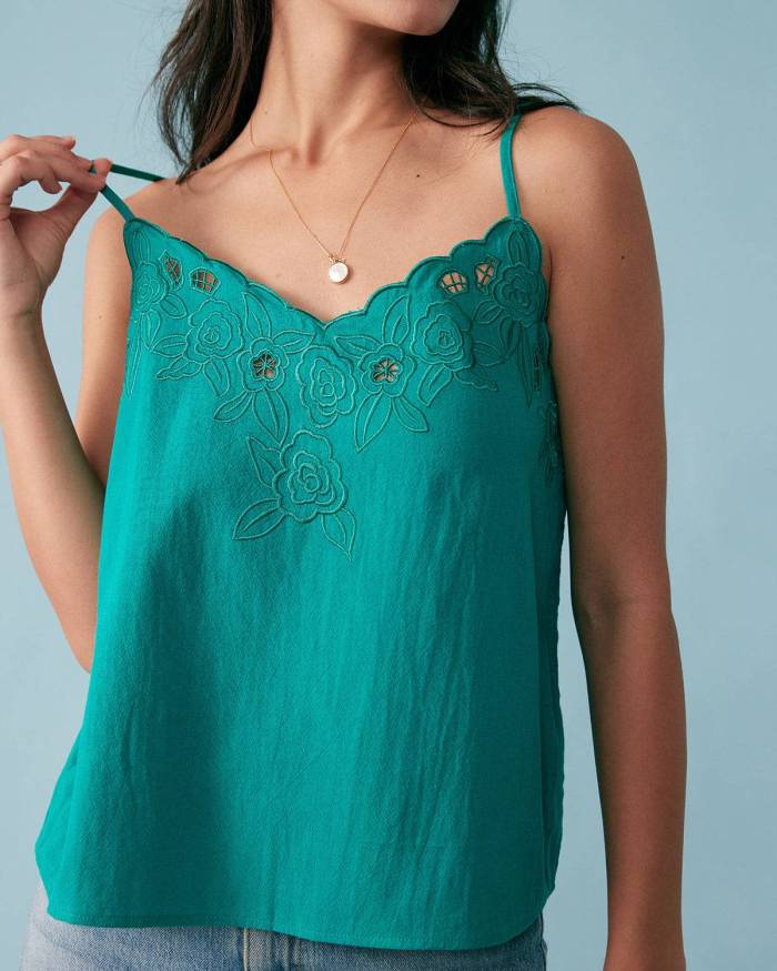 The Floral Embroidery Lace Cami Top