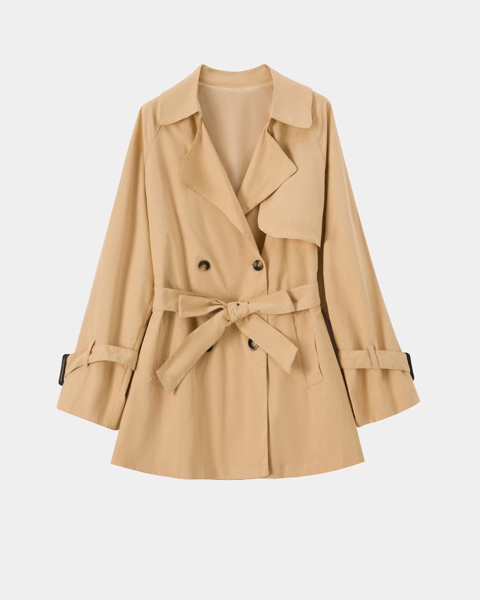 The Double-Breasted Solid Trench Coat