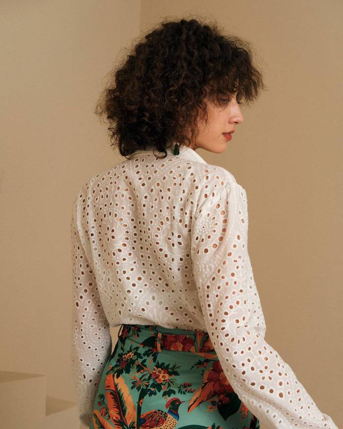 The Solid Embroidered Cutout Shirt