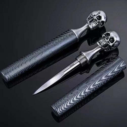 Cool Skull Damascus Knife Camping Tool