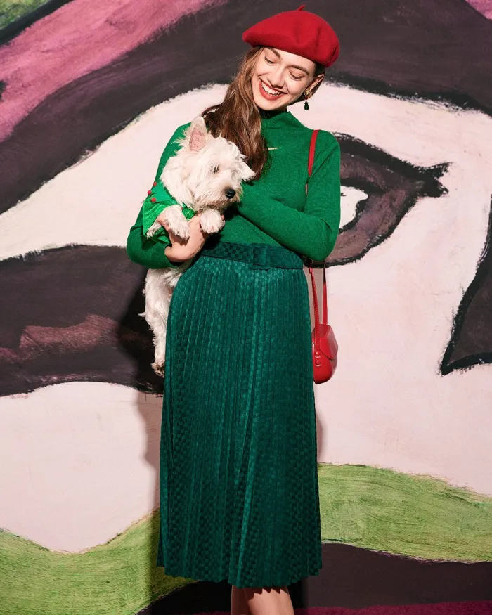 The Green Mock Neck Cutout Knit Top