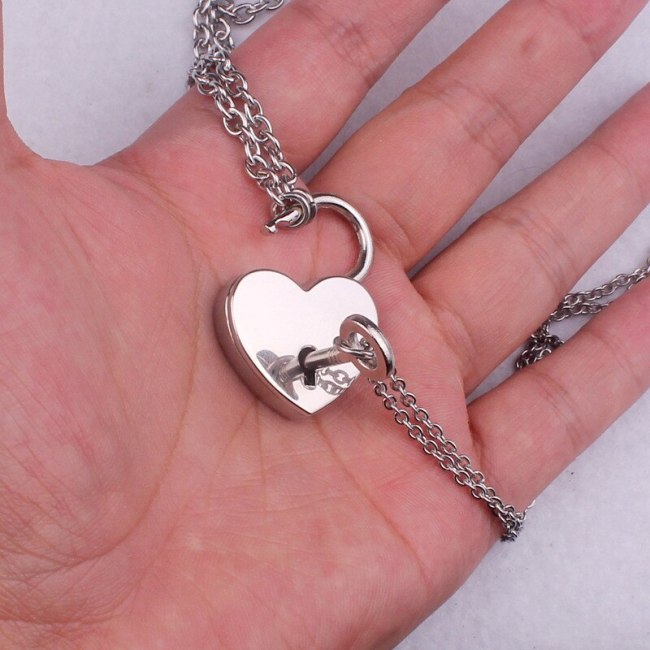 Padlock Key Necklace Rock Heart Lock With Key Necklaces