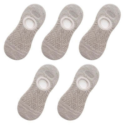 5 Pairs/Set Women Silicone Non-Slip Invisible Socks