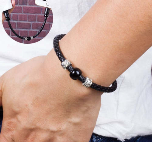 Charger Bracelet Portable Leather Beads Bracelet