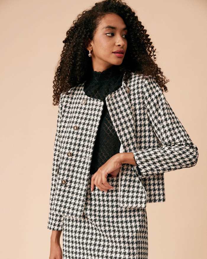 The Double-Breasted Plaid Tweed Jacket