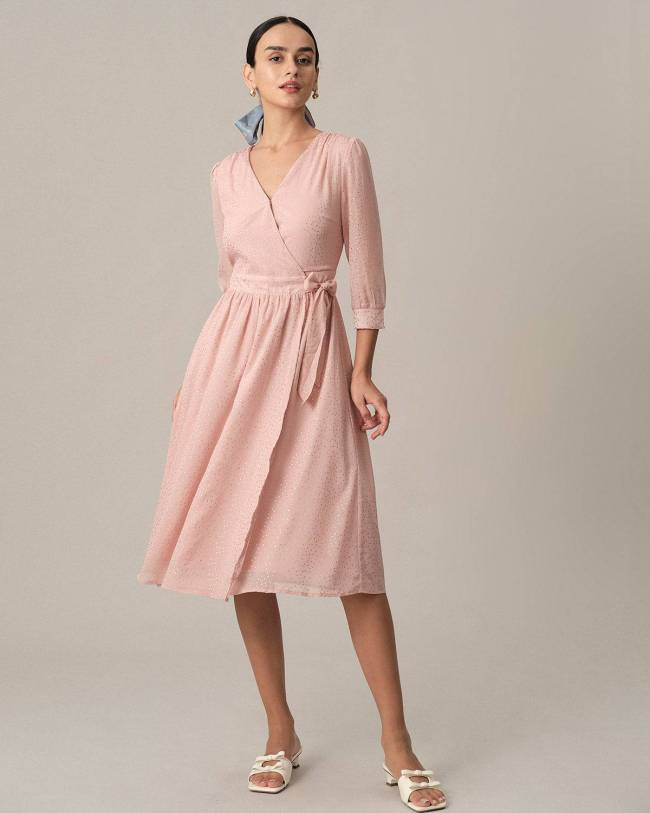 The Ruched Wrap Midi Dress