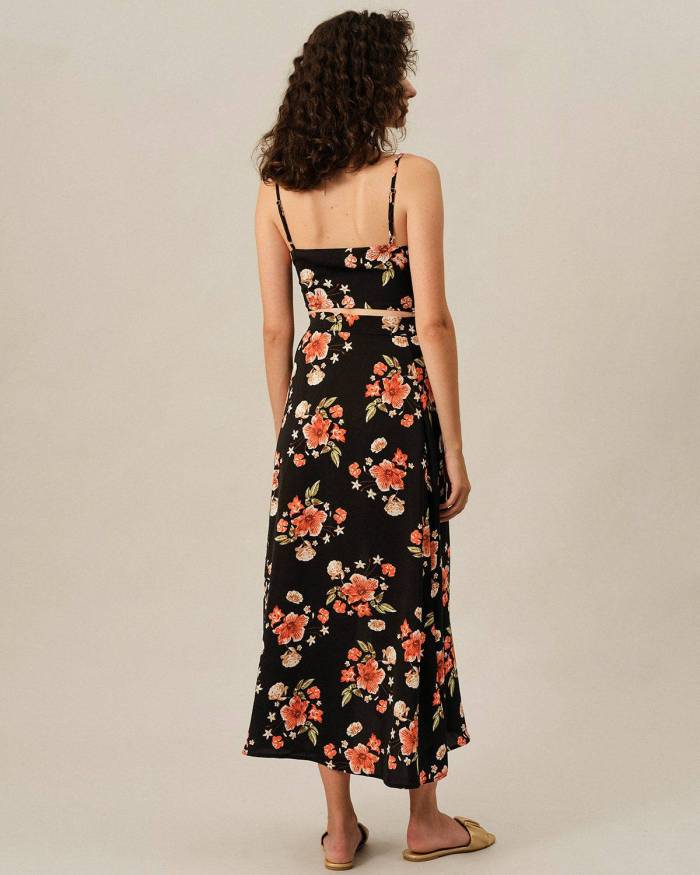 The Floral Side Split Skirt Set
