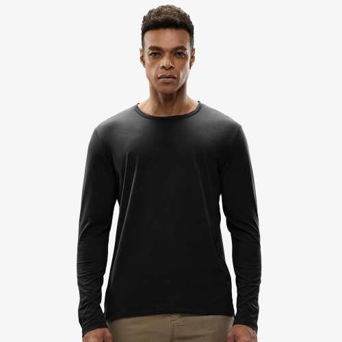 Men Long Sleeve Shirts Cotton Tees Crew Neck Casual T-Shirt