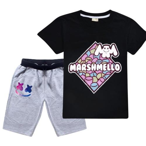 Plaid Dj Marshmello Print Boys Girls T Shirt N Grey Shorts Child Suit