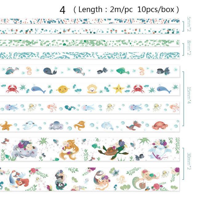 10Pcs/Box Cute Cartoon Animals Washi Tapes