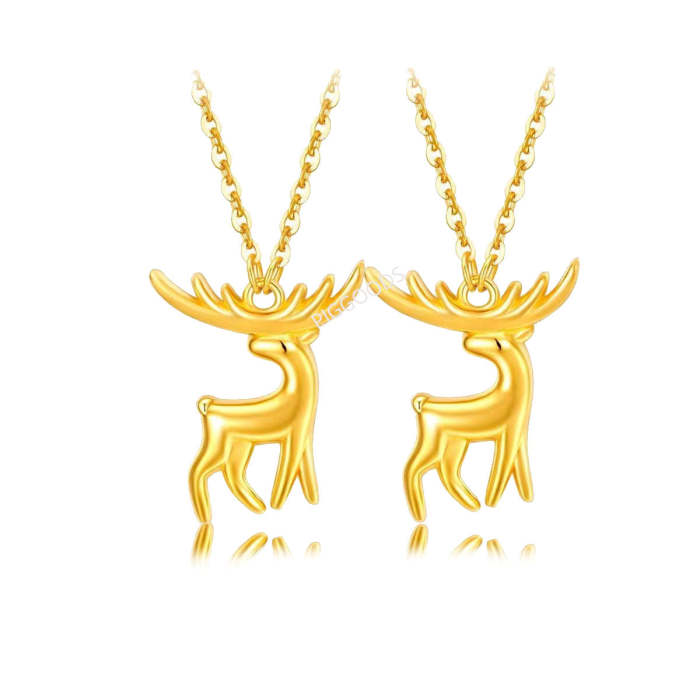 Elk Clavicle Chain Pendant Couple Gold Pendant Necklace