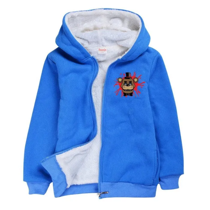 Five Nights At Freddy Print Boys Fleece Lined Zip Up Cotton Hoodie