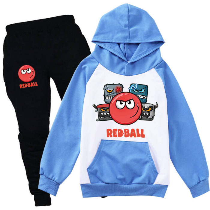 Boys Girls Red Ball Adventure Print Sweatshirt And Sweatpants 2 Sets