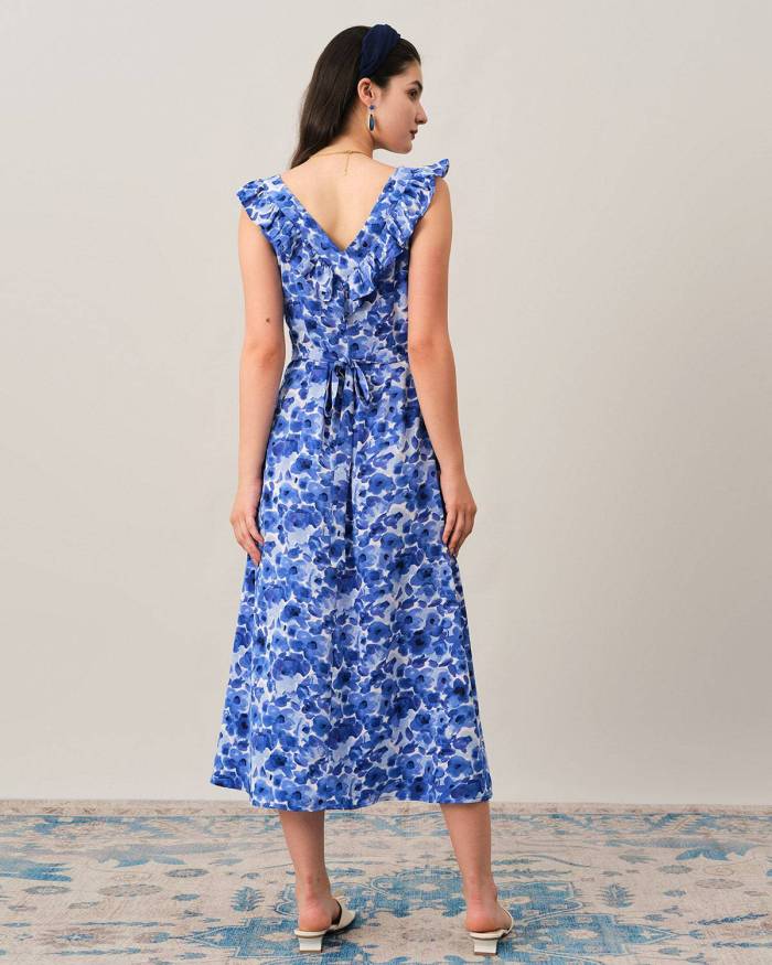 The Ruffle Trim Floral Maxi Dress