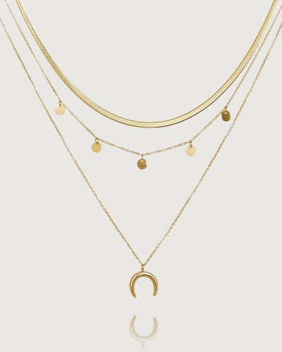 The Triple Layer Crescent Necklace