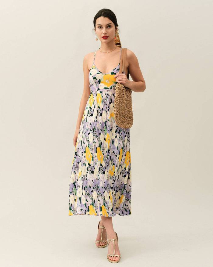 The Floral Backless Tie Strap Maxi Dress