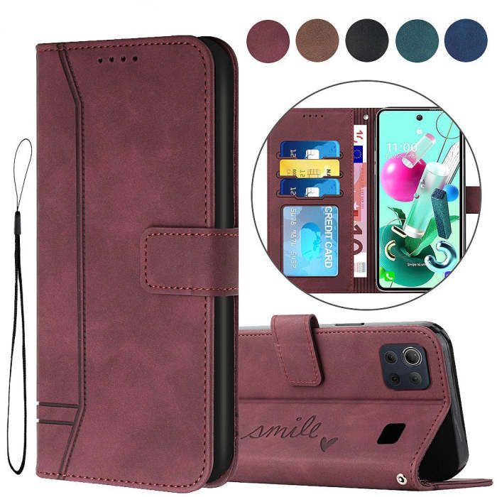 Retro Matte Leather Wallet Case Card Holder Flip Cover For Lg