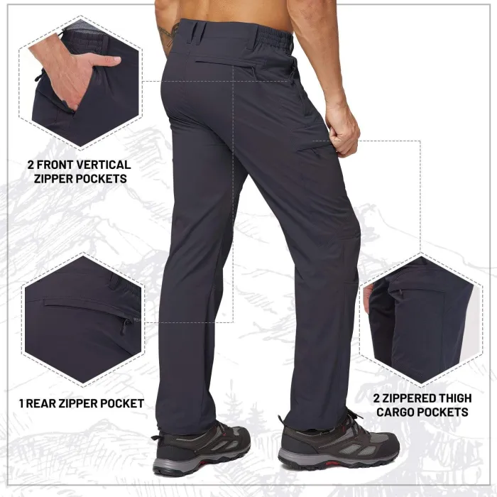 Men Hiking Pants Ripstop Nylon Stretchy Cargo Pants