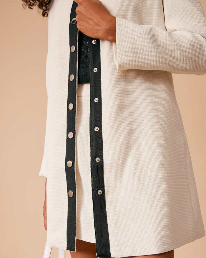 The Collared Color Block Long Sleeve Tweed Jacket