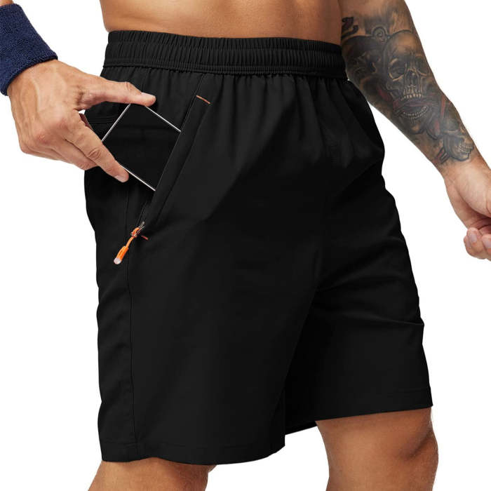 Men Quick Dry Running Shorts With Zipper Pocket 7 Inch