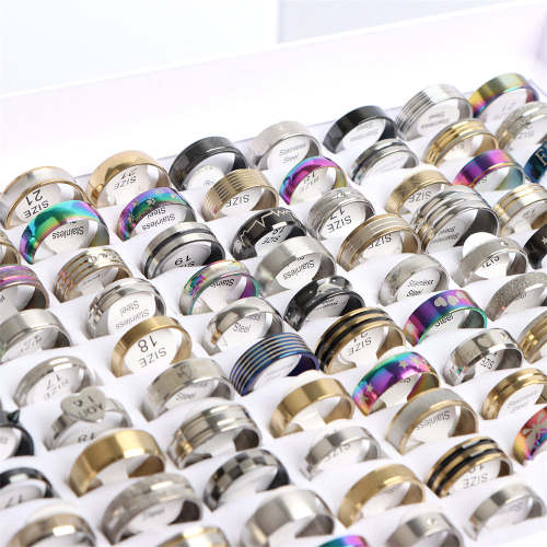 100 Pc Fashion Stainless Steel Ring Set Jewelry